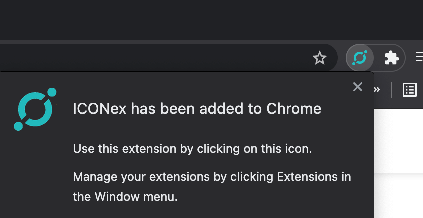ICONEX wallet icx estensione aggiunta