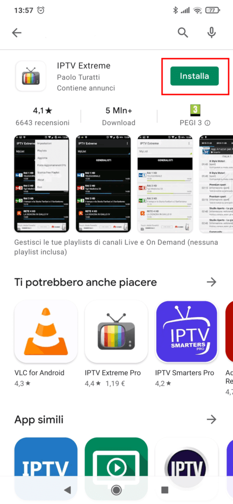 IPTV Extreme EU android app installazione