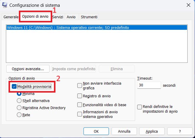 modalità-provvisoria-windows-11-msconfig